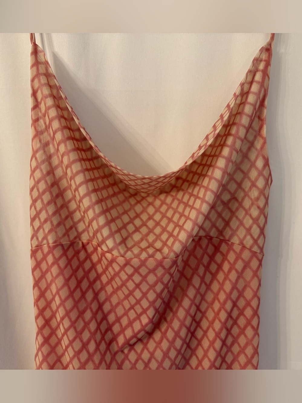 Zara Rose Pink Mesh Cowl Neck Maxi Dress Open Back Sheer Slip Dress Sz L - Picture 11 of 17